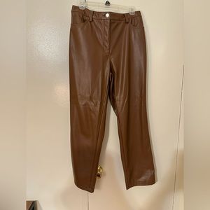 Brown Vegan Leather Pants